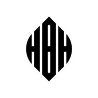 création de logo de lettre de cercle hbh avec forme de cercle et d'ellipse. lettres hbh ellipse avec style typographique. les trois initiales forment un logo circulaire. hbh cercle emblème abstrait monogramme lettre marque vecteur. vecteur