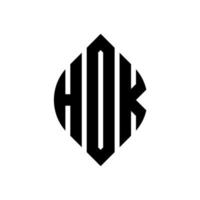 création de logo de lettre de cercle hdk avec forme de cercle et d'ellipse. lettres d'ellipse hdk avec style typographique. les trois initiales forment un logo circulaire. hdk cercle emblème abstrait monogramme lettre marque vecteur. vecteur