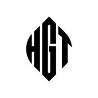 création de logo de lettre hgt cercle avec forme de cercle et d'ellipse. lettres d'ellipse hgt avec style typographique. les trois initiales forment un logo circulaire. hgt cercle emblème abstrait monogramme lettre marque vecteur. vecteur