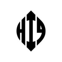 création de logo de lettre de cercle hiq avec forme de cercle et d'ellipse. lettres d'ellipse hiq avec style typographique. les trois initiales forment un logo circulaire. hiq cercle emblème abstrait monogramme lettre marque vecteur. vecteur