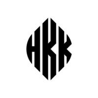 création de logo de lettre hkk cercle avec forme de cercle et d'ellipse. lettres hkk ellipse avec style typographique. les trois initiales forment un logo circulaire. hkk cercle emblème abstrait monogramme lettre marque vecteur. vecteur