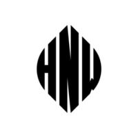 création de logo de lettre de cercle hnw avec forme de cercle et d'ellipse. lettres ellipse hnw avec style typographique. les trois initiales forment un logo circulaire. hnw cercle emblème abstrait monogramme lettre marque vecteur. vecteur