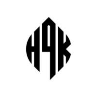 création de logo de lettre hqk cercle avec forme de cercle et d'ellipse. lettres hqk ellipse avec style typographique. les trois initiales forment un logo circulaire. hqk cercle emblème abstrait monogramme lettre marque vecteur. vecteur