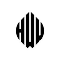 création de logo de lettre de cercle hww avec forme de cercle et d'ellipse. lettres d'ellipse hww avec style typographique. les trois initiales forment un logo circulaire. hww cercle emblème abstrait monogramme lettre marque vecteur. vecteur