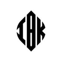 création de logo de lettre de cercle ibk avec forme de cercle et d'ellipse. lettres ibk ellipse avec style typographique. les trois initiales forment un logo circulaire. ibk cercle emblème abstrait monogramme lettre marque vecteur. vecteur