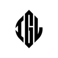 création de logo de lettre de cercle igl avec forme de cercle et d'ellipse. lettres d'ellipse igl avec style typographique. les trois initiales forment un logo circulaire. igl cercle emblème abstrait monogramme lettre marque vecteur. vecteur