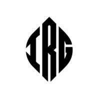 création de logo de lettre de cercle irg avec forme de cercle et d'ellipse. lettres d'ellipse irg avec style typographique. les trois initiales forment un logo circulaire. irg cercle emblème abstrait monogramme lettre marque vecteur. vecteur