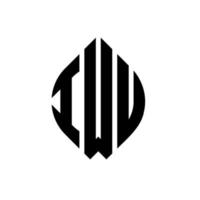 création de logo de lettre de cercle iwu avec forme de cercle et d'ellipse. lettres d'ellipse iwu avec style typographique. les trois initiales forment un logo circulaire. iwu cercle emblème abstrait monogramme lettre marque vecteur. vecteur
