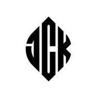 création de logo de lettre de cercle jck avec forme de cercle et d'ellipse. lettres jck ellipse avec style typographique. les trois initiales forment un logo circulaire. jck cercle emblème abstrait monogramme lettre marque vecteur. vecteur