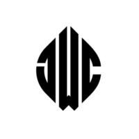 création de logo de lettre de cercle jwc avec forme de cercle et d'ellipse. lettres jwc ellipse avec style typographique. les trois initiales forment un logo circulaire. jwc cercle emblème abstrait monogramme lettre marque vecteur. vecteur