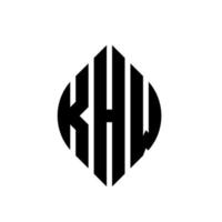 création de logo de lettre de cercle khw avec forme de cercle et d'ellipse. lettres khw ellipse avec style typographique. les trois initiales forment un logo circulaire. khw cercle emblème abstrait monogramme lettre marque vecteur. vecteur