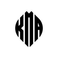 création de logo de lettre de cercle kma avec forme de cercle et d'ellipse. lettres d'ellipse kma avec style typographique. les trois initiales forment un logo circulaire. kma cercle emblème abstrait monogramme lettre marque vecteur. vecteur