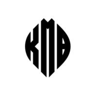 Création de logo de lettre de cercle kmb avec forme de cercle et d'ellipse. lettres d'ellipse kmb avec style typographique. les trois initiales forment un logo circulaire. kmb cercle emblème abstrait monogramme lettre marque vecteur. vecteur