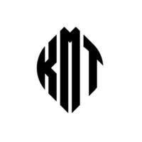 création de logo de lettre de cercle de kmt avec la forme de cercle et d'ellipse. lettres d'ellipse kmt avec style typographique. les trois initiales forment un logo circulaire. kmt cercle emblème abstrait monogramme lettre marque vecteur. vecteur