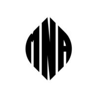 création de logo de lettre de cercle mna avec forme de cercle et d'ellipse. lettres d'ellipse mna avec style typographique. les trois initiales forment un logo circulaire. mna cercle emblème abstrait monogramme lettre marque vecteur. vecteur