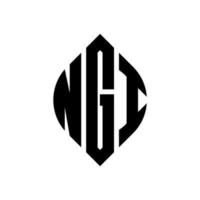 création de logo de lettre de cercle ngi avec forme de cercle et d'ellipse. lettres ellipse ngi avec style typographique. les trois initiales forment un logo circulaire. ngi cercle emblème abstrait monogramme lettre marque vecteur. vecteur