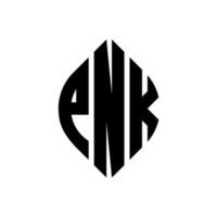 création de logo de lettre de cercle pnk avec forme de cercle et d'ellipse. lettres d'ellipse pnk avec style typographique. les trois initiales forment un logo circulaire. vecteur de marque de lettre de monogramme abstrait d'emblème de cercle de pnk.