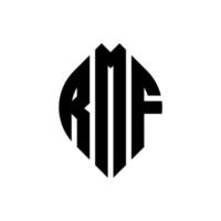 création de logo de lettre de cercle rmf avec forme de cercle et d'ellipse. lettres d'ellipse rmf avec style typographique. les trois initiales forment un logo circulaire. rmf cercle emblème abstrait monogramme lettre marque vecteur. vecteur