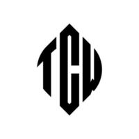création de logo de lettre de cercle tcw avec forme de cercle et d'ellipse. lettres tcw ellipse avec style typographique. les trois initiales forment un logo circulaire. tcw cercle emblème abstrait monogramme lettre marque vecteur. vecteur