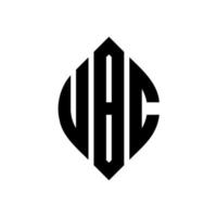 création de logo de lettre de cercle ubc avec forme de cercle et d'ellipse. lettres ellipse ubc avec style typographique. les trois initiales forment un logo circulaire. ubc cercle emblème abstrait monogramme lettre marque vecteur. vecteur