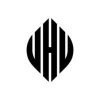 création de logo de lettre de cercle uhu avec forme de cercle et d'ellipse. lettres d'ellipse uhu avec style typographique. les trois initiales forment un logo circulaire. uhu cercle emblème abstrait monogramme lettre marque vecteur. vecteur