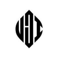 création de logo de lettre de cercle uji avec forme de cercle et d'ellipse. lettres d'ellipse uji avec style typographique. les trois initiales forment un logo circulaire. uji cercle emblème abstrait monogramme lettre marque vecteur. vecteur