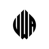 création de logo de lettre de cercle uwa avec forme de cercle et d'ellipse. lettres ellipse uwa avec style typographique. les trois initiales forment un logo circulaire. uwa cercle emblème abstrait monogramme lettre marque vecteur. vecteur