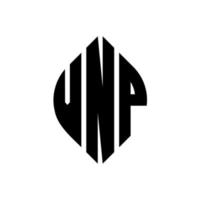 création de logo de lettre de cercle vnp avec forme de cercle et d'ellipse. lettres d'ellipse vnp avec style typographique. les trois initiales forment un logo circulaire. vnp cercle emblème abstrait monogramme lettre marque vecteur. vecteur