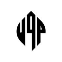 création de logo de lettre de cercle vqp avec forme de cercle et d'ellipse. lettres d'ellipse vqp avec style typographique. les trois initiales forment un logo circulaire. vqp cercle emblème abstrait monogramme lettre marque vecteur. vecteur