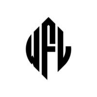 création de logo de lettre de cercle wfl avec forme de cercle et d'ellipse. lettres d'ellipse wfl avec style typographique. les trois initiales forment un logo circulaire. wfl cercle emblème abstrait monogramme lettre marque vecteur. vecteur