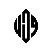 création de logo de lettre de cercle wjq avec forme de cercle et d'ellipse. lettres d'ellipse wjq avec style typographique. les trois initiales forment un logo circulaire. wjq cercle emblème abstrait monogramme lettre marque vecteur. vecteur