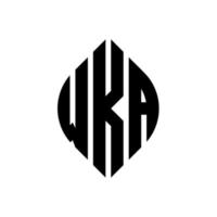 création de logo de lettre de cercle wka avec forme de cercle et d'ellipse. lettres d'ellipse wka avec style typographique. les trois initiales forment un logo circulaire. wka cercle emblème abstrait monogramme lettre marque vecteur. vecteur