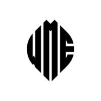 création de logo de lettre de cercle wme avec forme de cercle et d'ellipse. wme lettres ellipse avec style typographique. les trois initiales forment un logo circulaire. wme cercle emblème abstrait monogramme lettre marque vecteur. vecteur