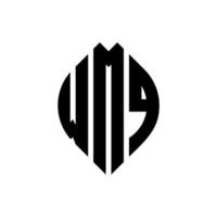 création de logo de lettre de cercle wmq avec forme de cercle et d'ellipse. lettres d'ellipse wmq avec style typographique. les trois initiales forment un logo circulaire. wmq cercle emblème abstrait monogramme lettre marque vecteur. vecteur