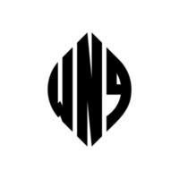 création de logo de lettre de cercle wnq avec forme de cercle et d'ellipse. lettres ellipse wnq avec style typographique. les trois initiales forment un logo circulaire. wnq cercle emblème abstrait monogramme lettre marque vecteur. vecteur