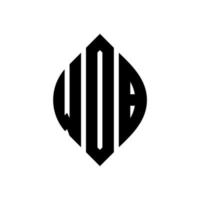création de logo de lettre de cercle wob avec forme de cercle et d'ellipse. lettres d'ellipse wob avec style typographique. les trois initiales forment un logo circulaire. wob cercle emblème abstrait monogramme lettre marque vecteur. vecteur