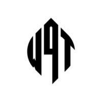 création de logo de lettre de cercle wqt avec forme de cercle et d'ellipse. lettres d'ellipse wqt avec style typographique. les trois initiales forment un logo circulaire. wqt cercle emblème abstrait monogramme lettre marque vecteur. vecteur