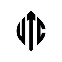 création de logo de lettre de cercle wtc avec forme de cercle et d'ellipse. lettres d'ellipse wtc avec style typographique. les trois initiales forment un logo circulaire. wtc cercle emblème abstrait monogramme lettre marque vecteur. vecteur