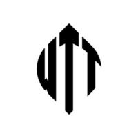 création de logo de lettre de cercle wtt avec forme de cercle et d'ellipse. lettres d'ellipse wtt avec style typographique. les trois initiales forment un logo circulaire. wtt cercle emblème abstrait monogramme lettre marque vecteur. vecteur
