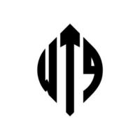 création de logo de lettre de cercle wtq avec forme de cercle et d'ellipse. lettres d'ellipse wtq avec style typographique. les trois initiales forment un logo circulaire. wtq cercle emblème abstrait monogramme lettre marque vecteur. vecteur