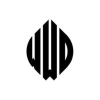 création de logo de lettre de cercle wwd avec forme de cercle et d'ellipse. lettres d'ellipse wwd avec style typographique. les trois initiales forment un logo circulaire. wwd cercle emblème abstrait monogramme lettre marque vecteur. vecteur