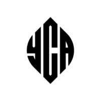 création de logo de lettre de cercle yca avec forme de cercle et d'ellipse. lettres d'ellipse yca avec style typographique. les trois initiales forment un logo circulaire. yca cercle emblème abstrait monogramme lettre marque vecteur. vecteur