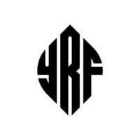 création de logo de lettre de cercle yrf avec forme de cercle et d'ellipse. lettres ellipse yrf avec style typographique. les trois initiales forment un logo circulaire. yrf cercle emblème abstrait monogramme lettre marque vecteur. vecteur