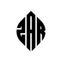 création de logo de lettre de cercle zar avec forme de cercle et d'ellipse. lettres d'ellipse zar avec style typographique. les trois initiales forment un logo circulaire. zar cercle emblème abstrait monogramme lettre marque vecteur. vecteur