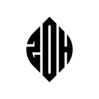 création de logo de lettre de cercle zdh avec forme de cercle et d'ellipse. lettres d'ellipse zdh avec style typographique. les trois initiales forment un logo circulaire. zdh cercle emblème abstrait monogramme lettre marque vecteur. vecteur