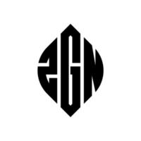 création de logo de lettre de cercle zgn avec forme de cercle et d'ellipse. lettres zgn ellipse avec style typographique. les trois initiales forment un logo circulaire. zgn cercle emblème abstrait monogramme lettre marque vecteur. vecteur