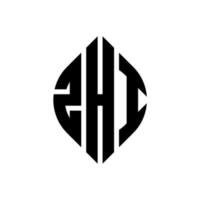 création de logo de lettre de cercle zhi avec forme de cercle et d'ellipse. lettres zhi ellipse avec style typographique. les trois initiales forment un logo circulaire. zhi cercle emblème abstrait monogramme lettre marque vecteur. vecteur