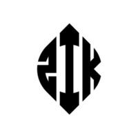 création de logo de lettre de cercle zik avec forme de cercle et d'ellipse. lettres zik ellipse avec style typographique. les trois initiales forment un logo circulaire. zik cercle emblème abstrait monogramme lettre marque vecteur. vecteur