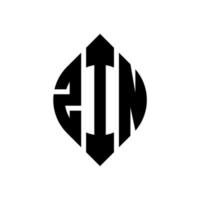 création de logo de lettre de cercle zin avec forme de cercle et d'ellipse. lettres zin ellipse avec style typographique. les trois initiales forment un logo circulaire. zin cercle emblème abstrait monogramme lettre marque vecteur. vecteur