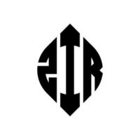 création de logo de lettre de cercle zir avec forme de cercle et d'ellipse. lettres zir ellipse avec style typographique. les trois initiales forment un logo circulaire. zir cercle emblème abstrait monogramme lettre marque vecteur. vecteur